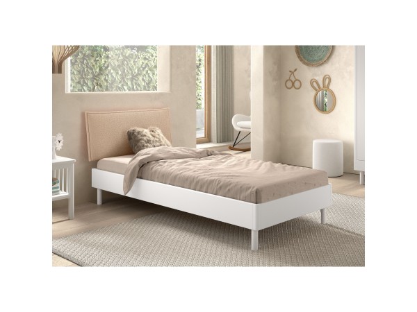 Forrest Μονό Κρεβάτι Λευκό σε ξύλο οξιάς με υφασμάτινο προσκέφαλο Forrest Μονό Κρεβάτι Λευκό σε ξύλο οξιάς με υφασμάτινο προσκέφαλο